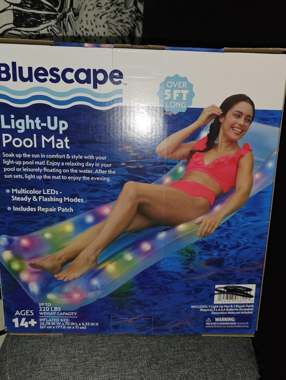 Bluescape Inflatable Pool Mat/Float, Color-Changing LED Light-Up, Waterproof 🆕 - Picture 6 of 7